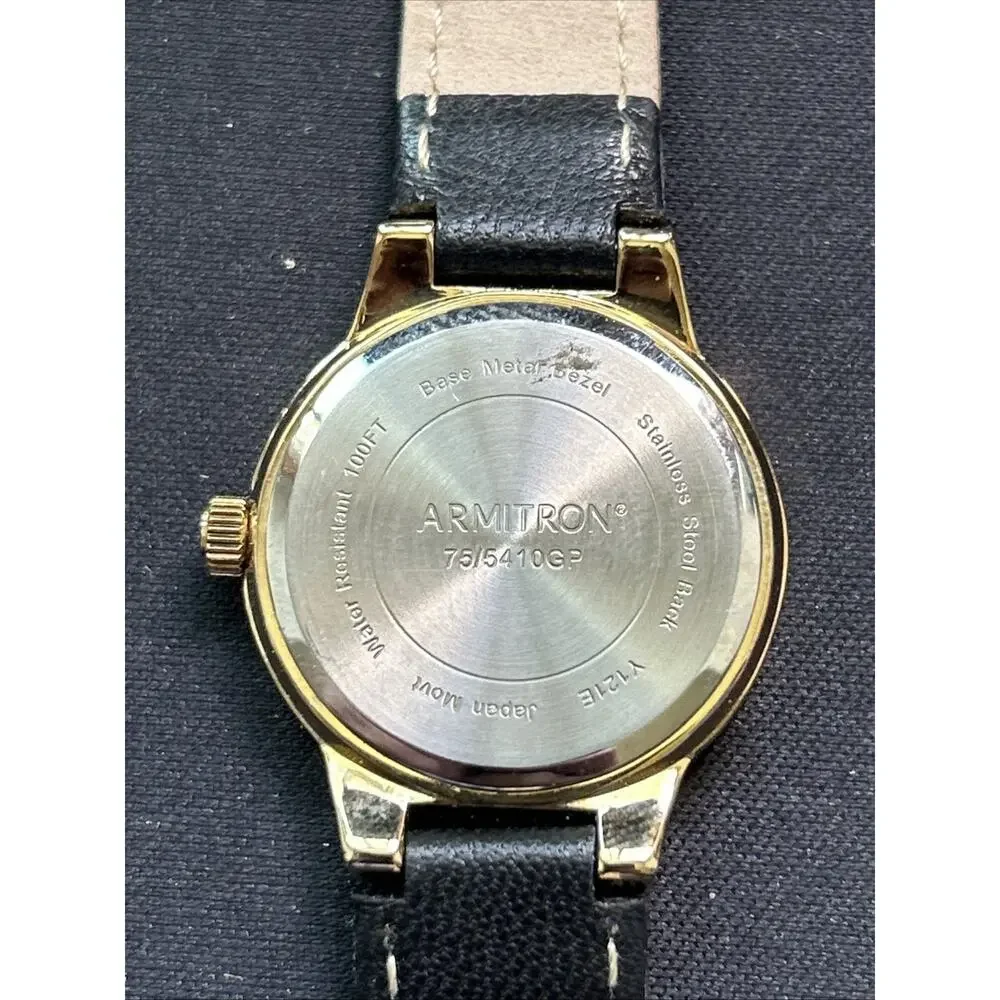 Armitron Gold Tone Case Black Dial And Band Women’s Quartz Watch